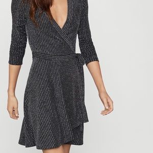 BCBG Metallic Knit Wrap Dress